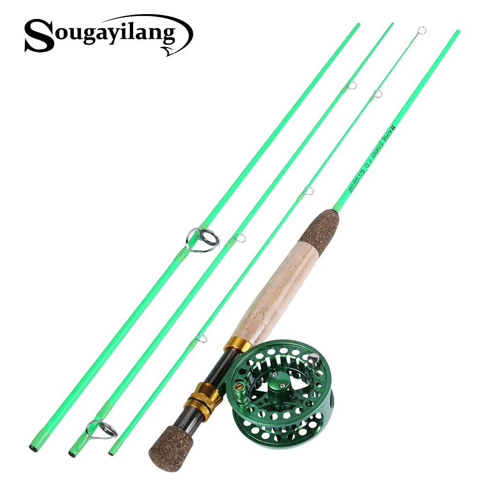 Sougayilang 2,25 м Fly удочка для 4 секций Fly Rod катушка леска комбинированный набор супер легкий карбоновый рыболовный полюс бамбуковые рыболовные