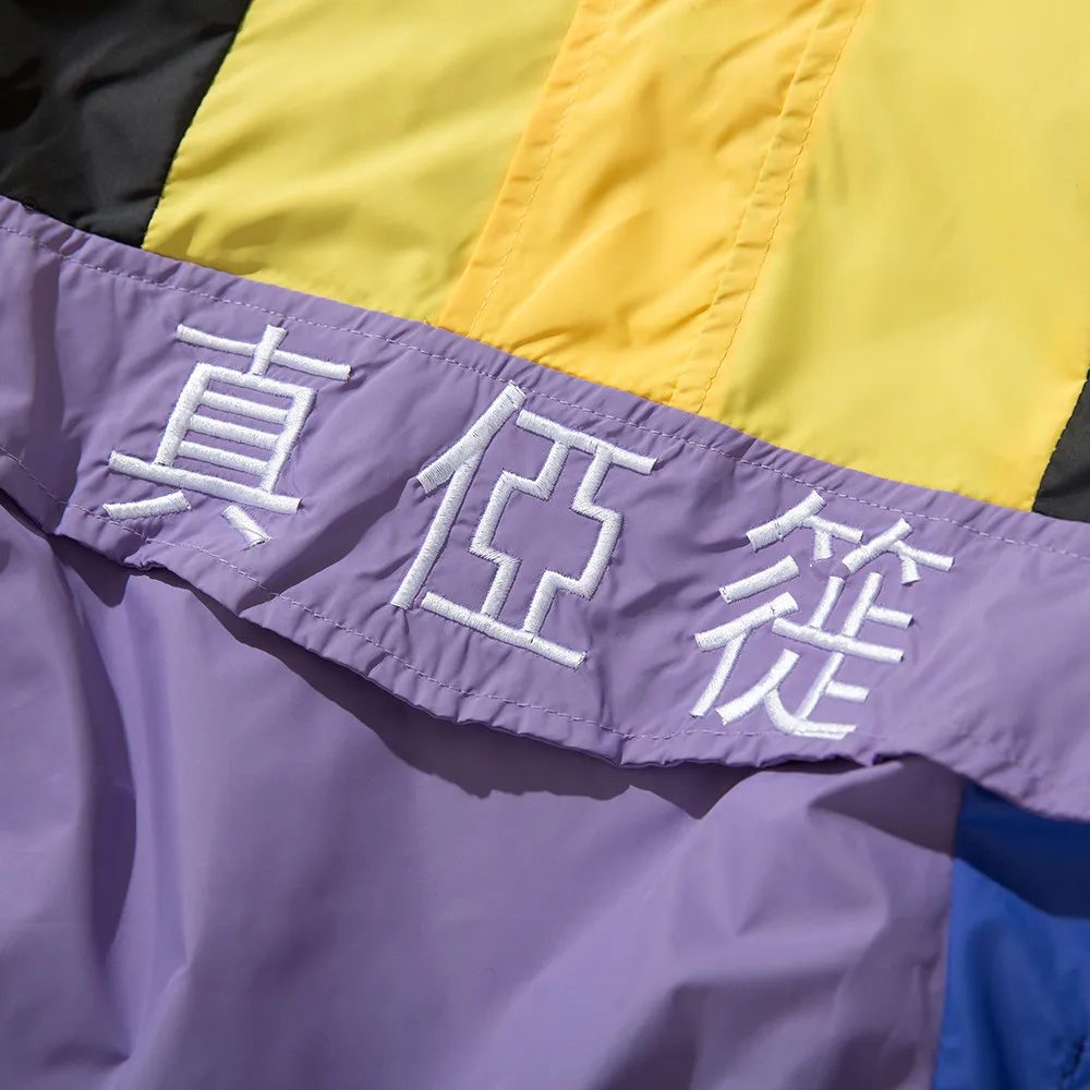 OSCN7 Hip Hop Contrast Color Hooded Jackets Men 2019 Streetwear Loose Casual Women Windbreaker Jackets Varsity Bomber Coat A13