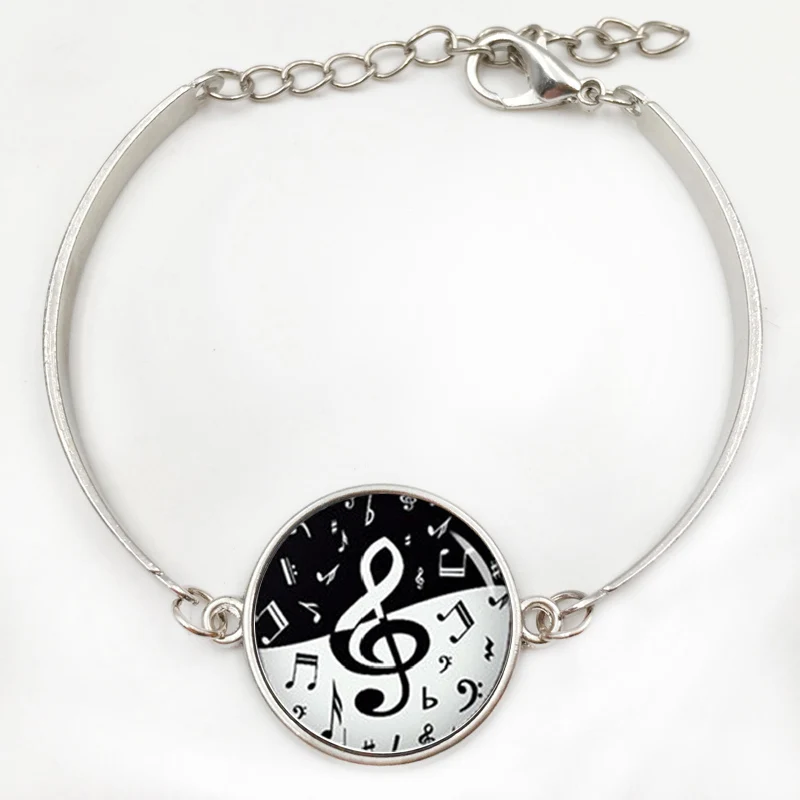 

Brand fashion yin yang music treble clef wave bracelet charming musical note musician jewelry vintage men women gift