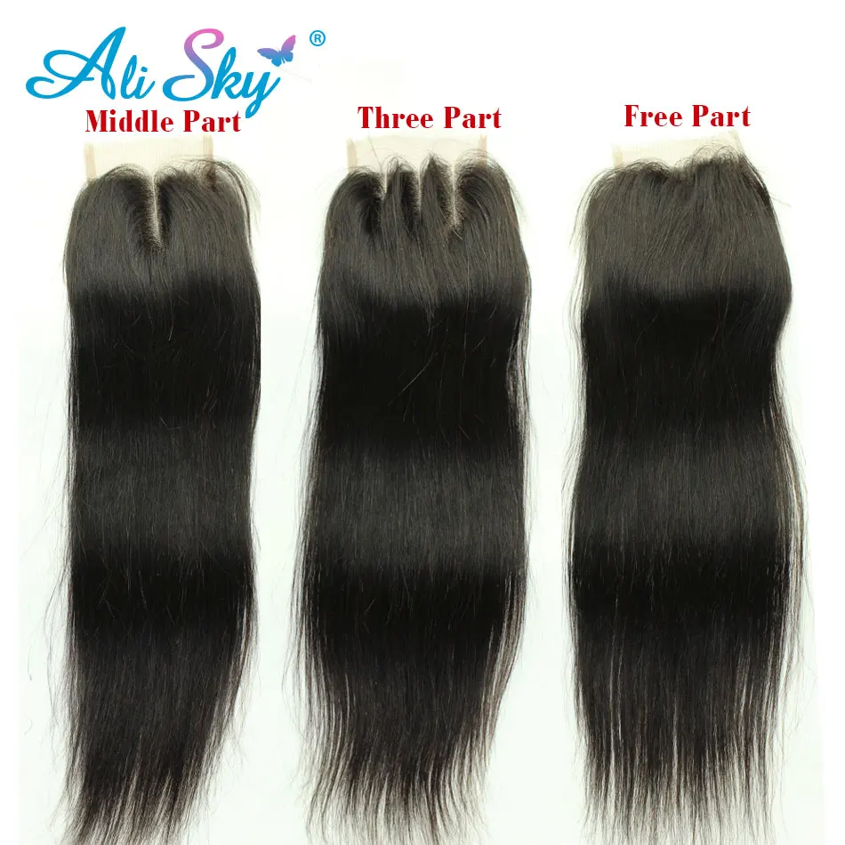 Ali Sky, перуанские прямые человеческие волосы, 3 пряди, на шнуровке, 4x4, волосы remy, не запутываются, не линяют,, высокое соотношение
