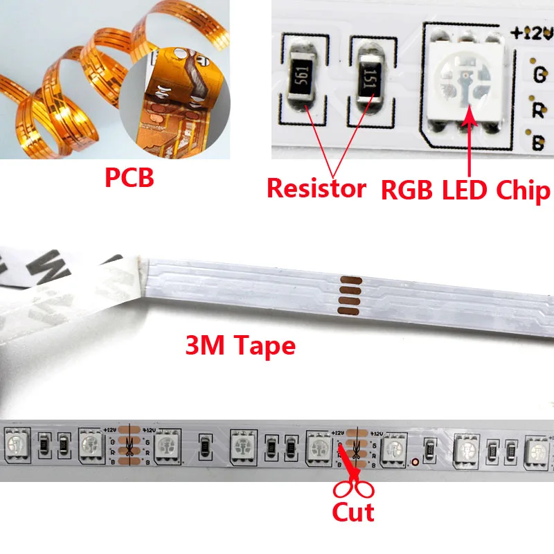 Tiras de Led rgb led luz de tira Temperatura de Cor(k) : 2800-15000k