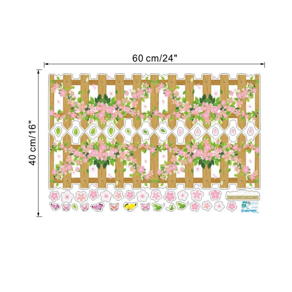 3D цветы трава заборы бабочка Талия плинтус наклейки спальня гостиная цветы наклейки на стену для детской комнаты домашний декор