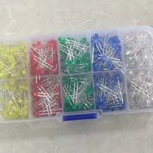 5x100 шт = 500 шт 3 мм светодиодный набор диодов смешанных цветов красный зеленый желтый синий белый+ коробка