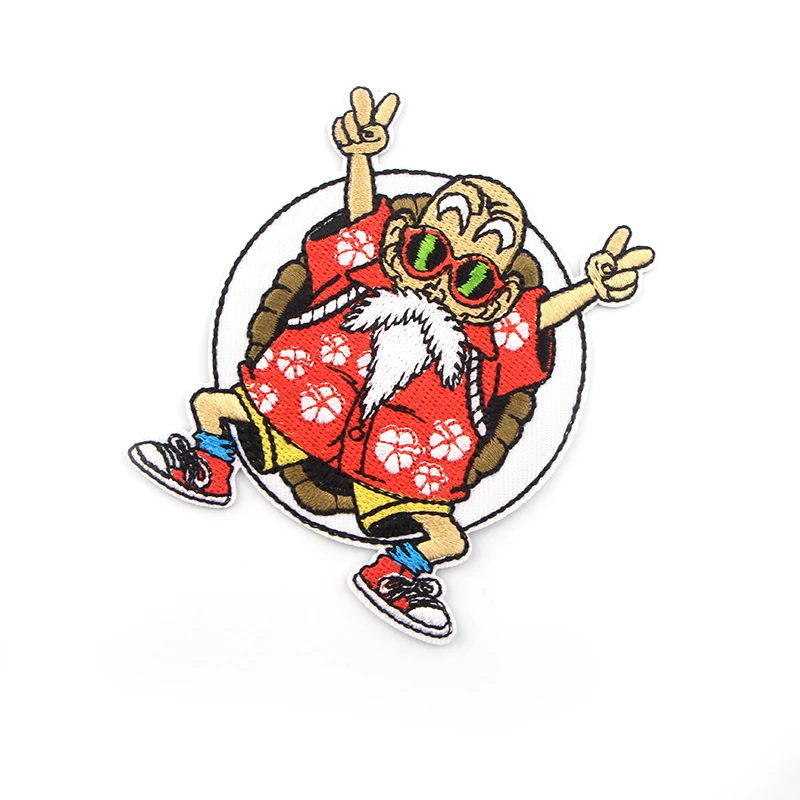 K241 Dragon Ball Master Roshi Embroidered patches iron on Sewing for bag Applique embroideried accessories for DIY Patchworks