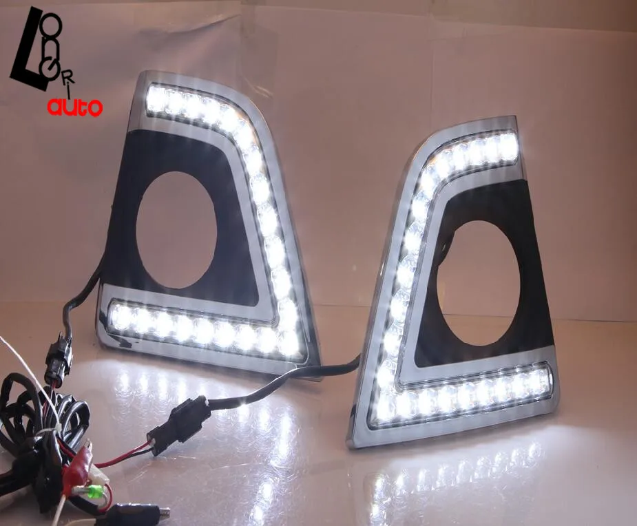 

car styling 1 Pair White LED Daytime Running Light Fog Light DRL For Toyota Corolla 2014-2015