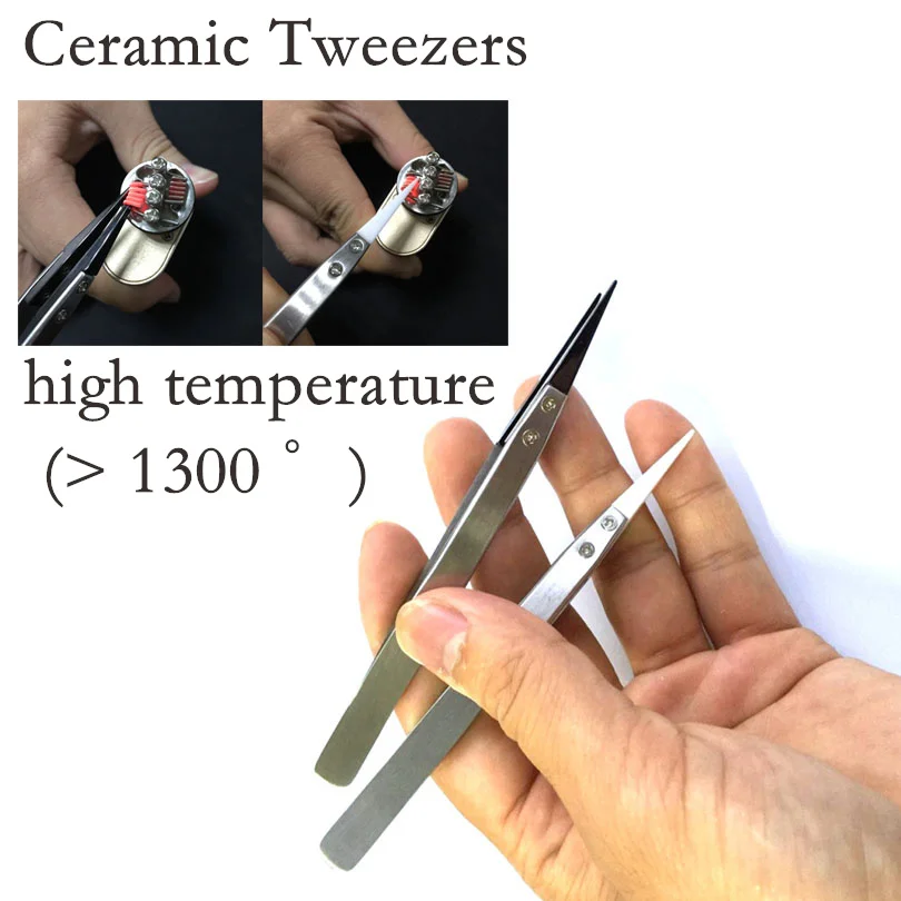 Керамический Пинцет из нержавеющей стали с наконечниками, термостойкость, тонкие острые наконечники, инструменты для самостоятельной сборки, электронная сигарета для катушки атомайзера RDA