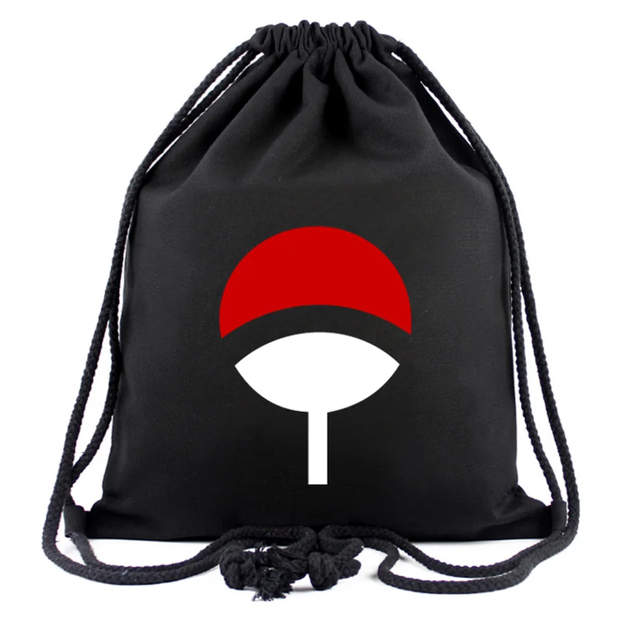 Аниме Наруто парусиновая сумка на шнурке Uchiha Sharingan рюкзак женская мода