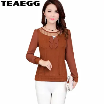 

TEAEGG Chiffon Womens Shirts Woman Blouse 2020 Spring Summer Long Sleeve Womens Tops And Blouses Chaquetas Mujer Plus SizeAL1152