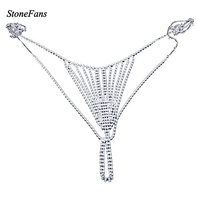 

StoneFans 2018 Body Chain Jewelry For Women Statement Waist Sexy Harness Underwear Belly Chain Crystal Thong Jewellery Body