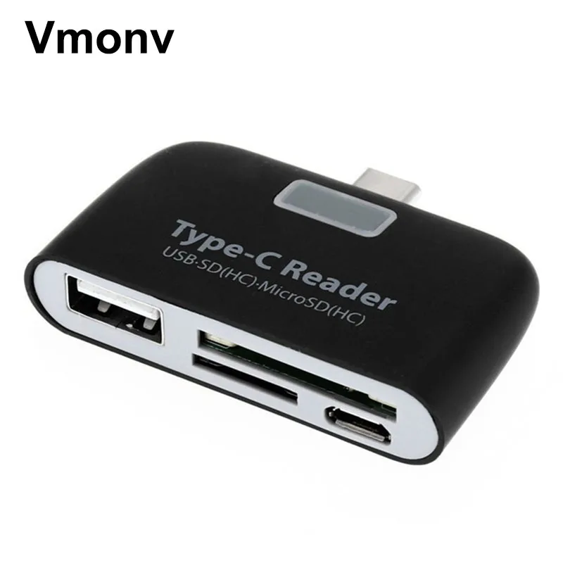 Vmonv 4 в 1 высокоскоростной USB 3.1Type-c карты памяти адаптер OTG TF SD карта micro SD кард-ридер для мобильного телефона компьютера удлинитель