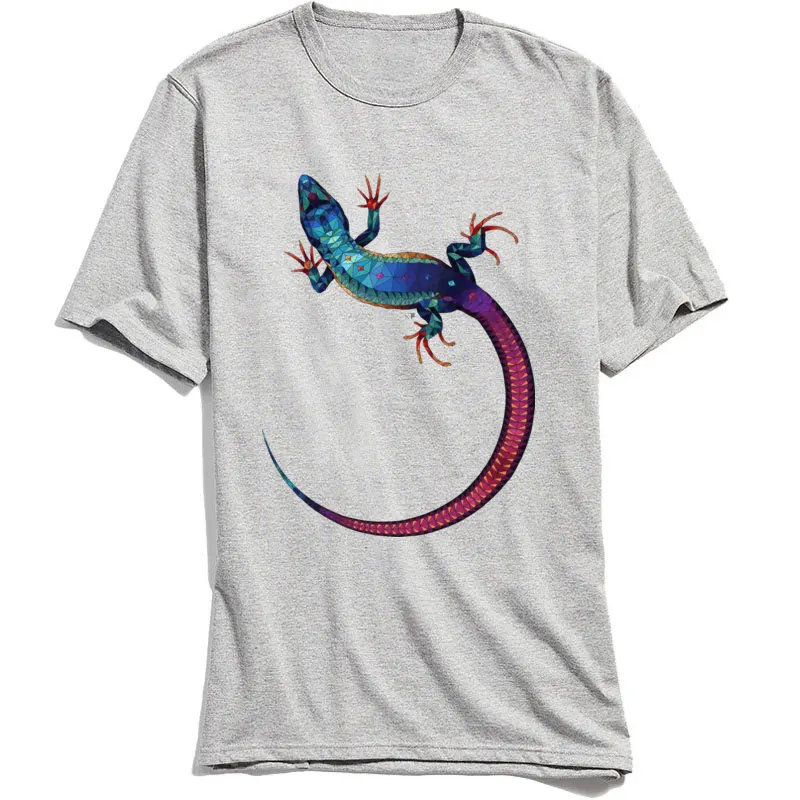 Retro LIZARD .. Colors Spreader Casual Tshirts O Neck 100% Cotton Fabric Men Tops T Shirt Short Sleeve T Shirts Thanksgiving Day LIZARD .. Colors Spreader grey