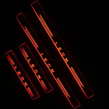 

RQXR led stainless steel overlay acrylic door scuff for seat Leon moving door sill plate lining decorative light,4pcs