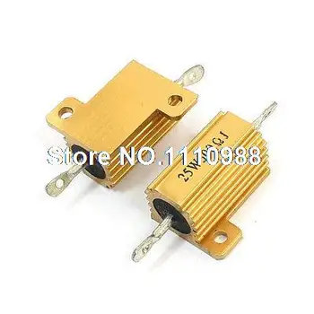 

2 Pcs Gold Tone Axial Aluminum Housed Clad Resistor 25W 500 Ohm 5%