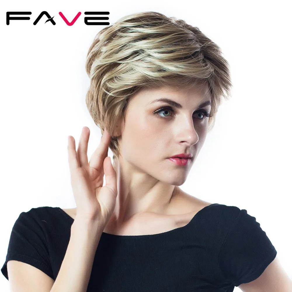 

FAVE Afro Natural Curly Bob Ombre Brown Synthetic Wig Cosplay For Women Heat Resistant Fashion Style Wigs For Women