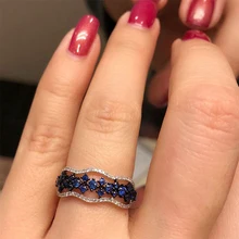Новинка,, модное женское кольцо с голубым цветком для девочек, 925 серебряное кольцо с фианитами, кольца для помолвки для женщин, лучшие подарки