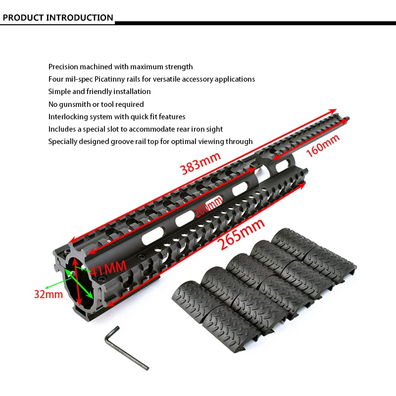 MNT-T228 Тактический Quad Rail mount Handguard Rail с 12 чехлами для охоты 10/22 Commando Handguard с блокировкой системы
