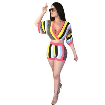 

Spring Summer Women Two Piece Set Top and Pants Plus Size Outfits Tracksuit Sweatsuit Fashion Striped Active Sets