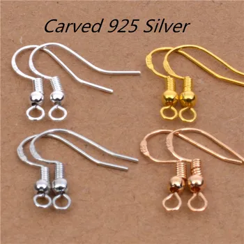 

50Pcs/Lot Carved 925 Silver Jewelry Findings DIY Accessorie Wire Ear Hook Earrings Findings For Components DIY Ear Hook