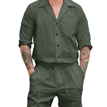 Мужской летний комбинезон, спортивные костюмы, мужские шорты с короткими рукавами, комбинезоны, мужские повседневные короткие штаны-карго костюм пляжного типа 4XL