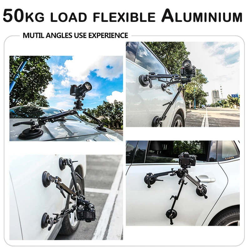 

50kg load flexible Aluminium alloy suction cup car mount holder tripod for most dslr cameras
