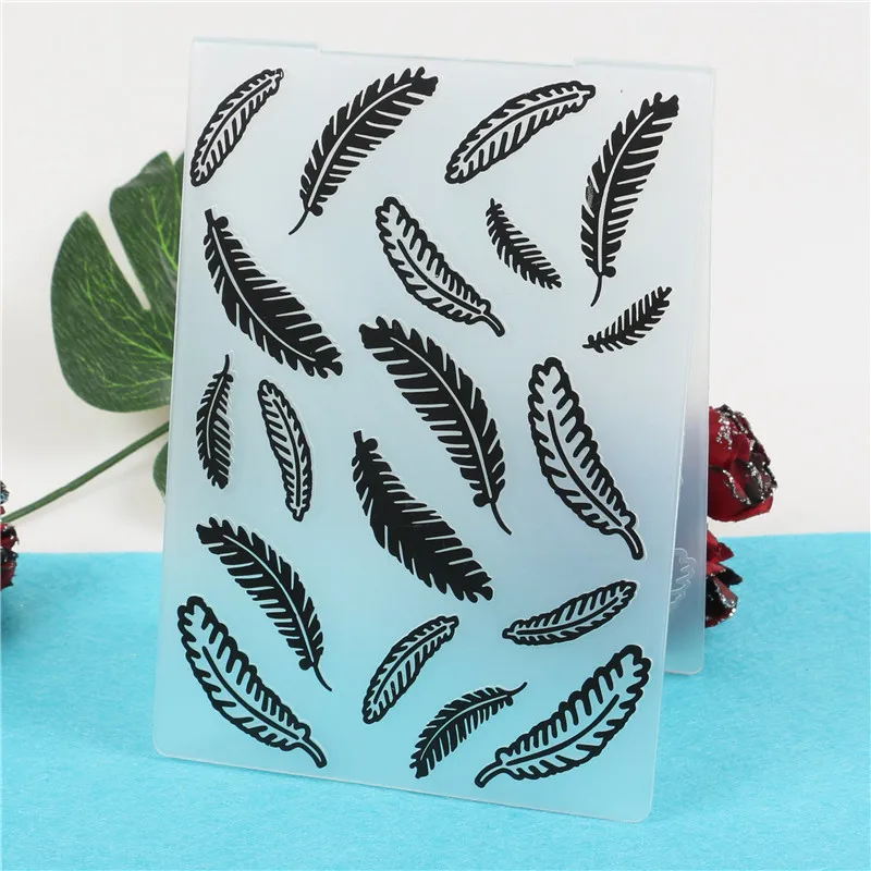 

Feather Plastic Embossing Folder Template For Scrapbooking Photo Album Paper Card Background Decoration