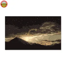 Цифровая живопись маслом альпийский КИТ мультфильм Луна ночное небо Раскраска по номерам на холсте картины по номерам натюрморт