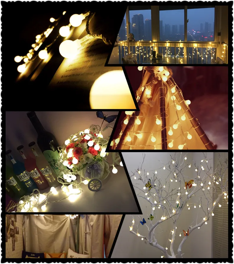 6 м, 10 м, 20 м, 30 м, 220 В светодиодный Рождественский шар, гирлянды, водонепроницаемые, для праздника, свадьбы, вечеринки, Новогоднего декора