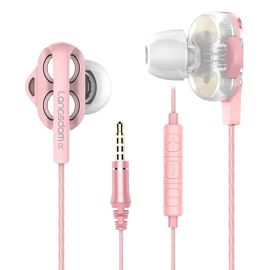 pink wired gaming earphone