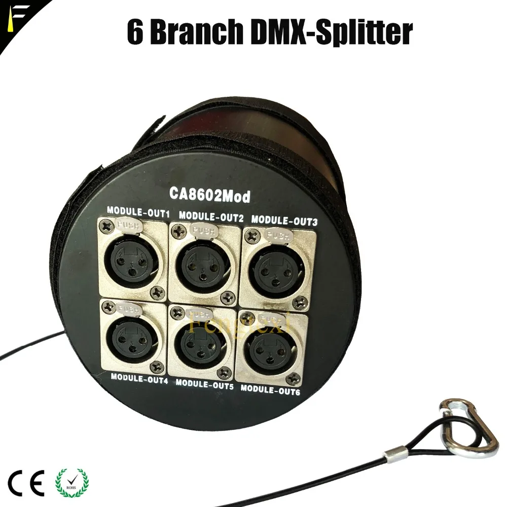 6 дорогу DMX512 мобильный Splitter наклейки легко установлен для сцены фермы 3pin XLR выходы распределяет усиливает dmx Полировщики для ногтей