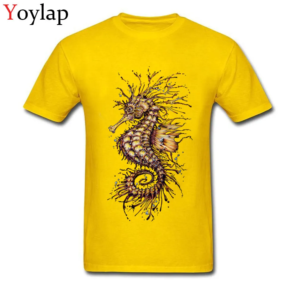 100% Cotton Tops Tees SEAHORSE for Boys Printed T Shirt Summer 2017 Fashion Round Neck Short Sleeve Tee-Shirt Top Quality yellow