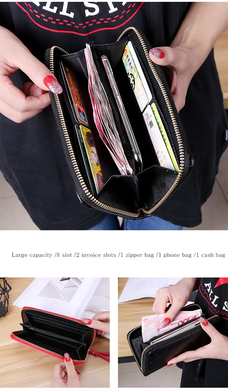 XZXBBAG Женская мода Высокое качество PU молния длинный кошелек женская сумка на запястье сумка многофункциональная карта посылка карман для сотового телефона