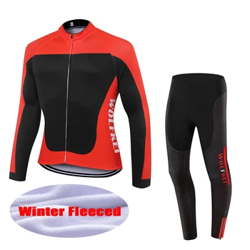 

WOLFKEI New Arrival Winter thermal fleece cycling Clothing sets/Outdoor Mountain bike Sports jersey Kits ropa ciclismo #WK2525
