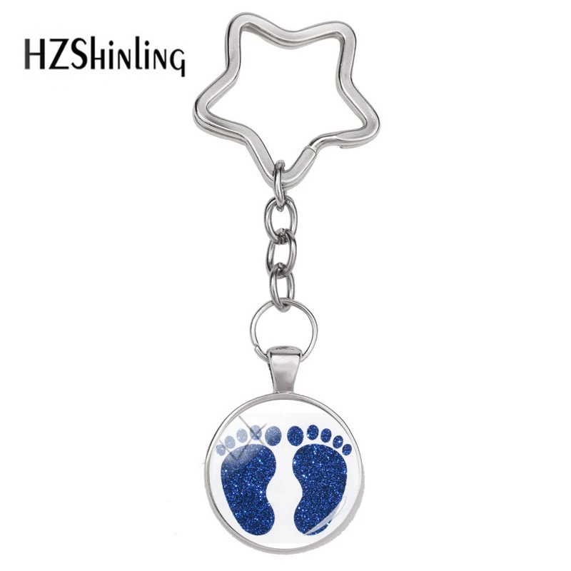 

2018 New Fashion Vintage Best Gifts for Mother's Day Key Chain Exquisite Baby Feet Art Picture Pendant Star Keychain Jewelry