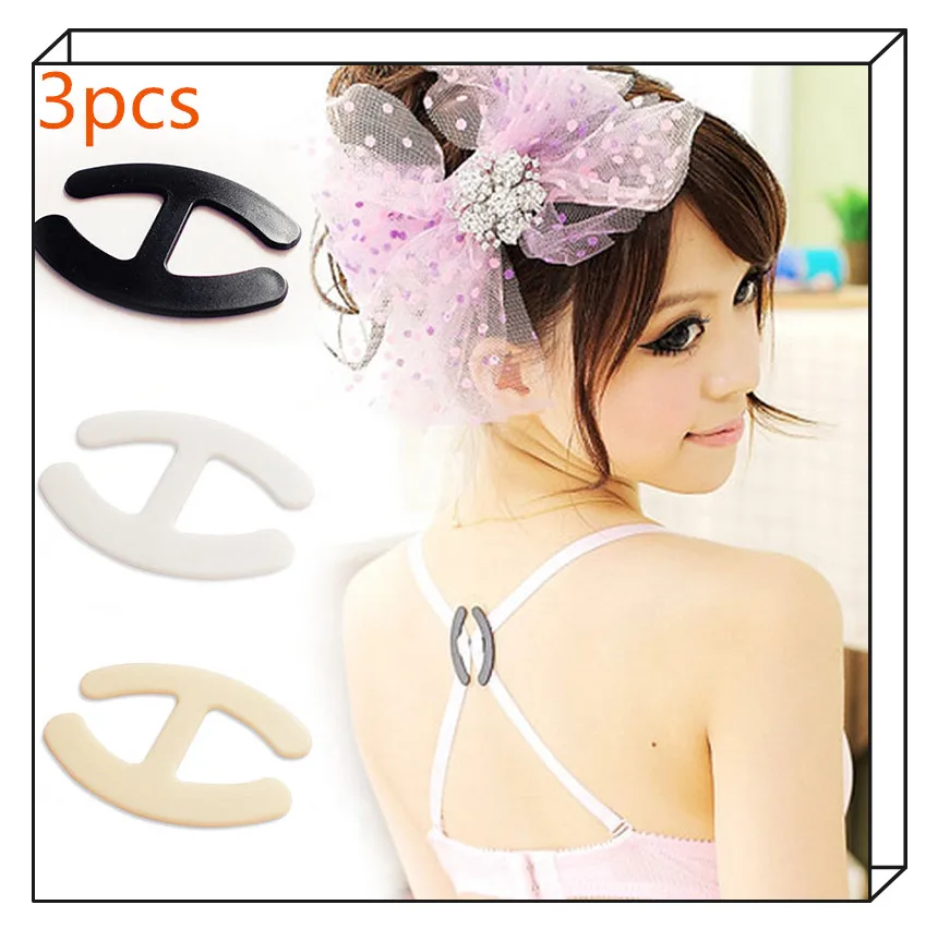 

3PCS Women's Adjust Bra Clasp Safty Clips Strap Clip Push Up Holders Buckle Random Color