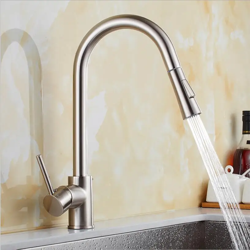  Newly Arrived Pull Out Kitchen Faucet Gold/Chrome/nickel/ Sink Mixer Tap 360 degree rotation kitche - 32891160093
