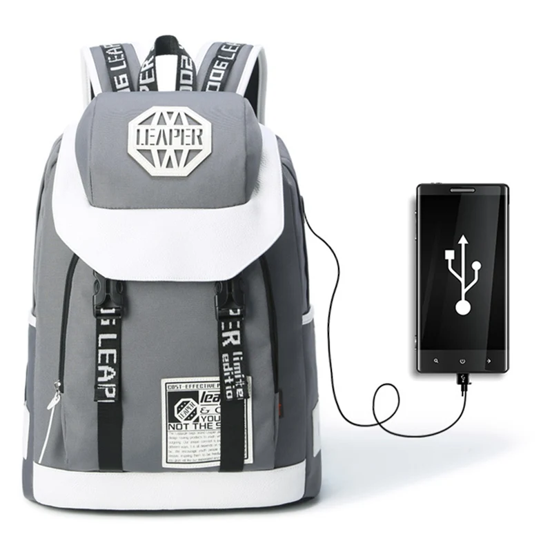 

FashionBackpack Men Letter USB Charge School Bags For Teenagers High Capacity Designer Laptop Backpack Notebook Waterproof Bags