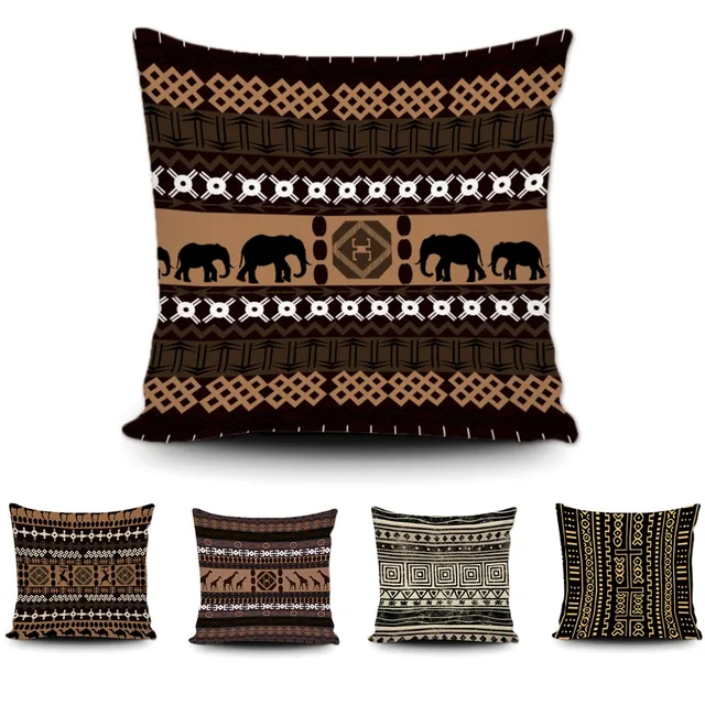 Art African Geometric Cushion Cover Brown Giraffe Elephant Art African Geometric Cushion Cover Brown Giraffe Elephant Pillowcase Custom Home Decor Sofa Car Couch