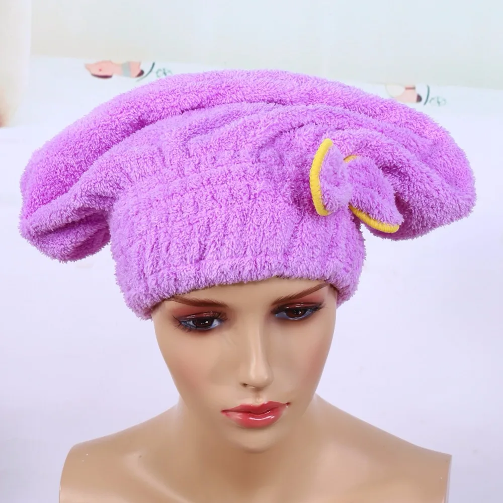 Быстросохнущая шапочка из микрофибры для волос, ультравпитывающее сухую головку для волос, быстро сушильное украшение для волос, бантик, банное полотенце, башенная шляпа