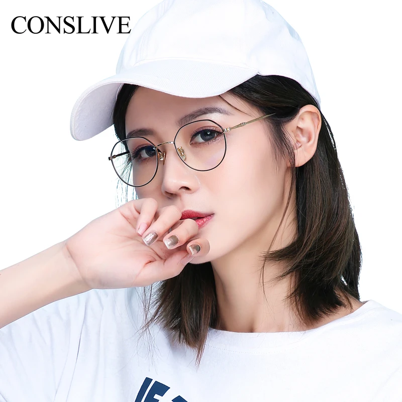 

Optical Prescription Glasses Anti-blue Ray Nearsighted Eyeglasses Women Round Myopia Lens Eye Frame with Resin Lens