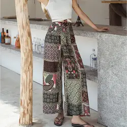 Настоящая съемка приморский праздник тайские повседневные брюки 2019 новые модные шифоновые пляжные брюки богемные широкие брюки