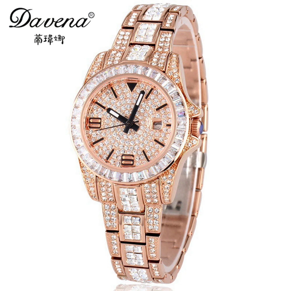 Bling люксовый бренд Davena 60313 часы новый кристалл женщин платье горный хрусталь моды