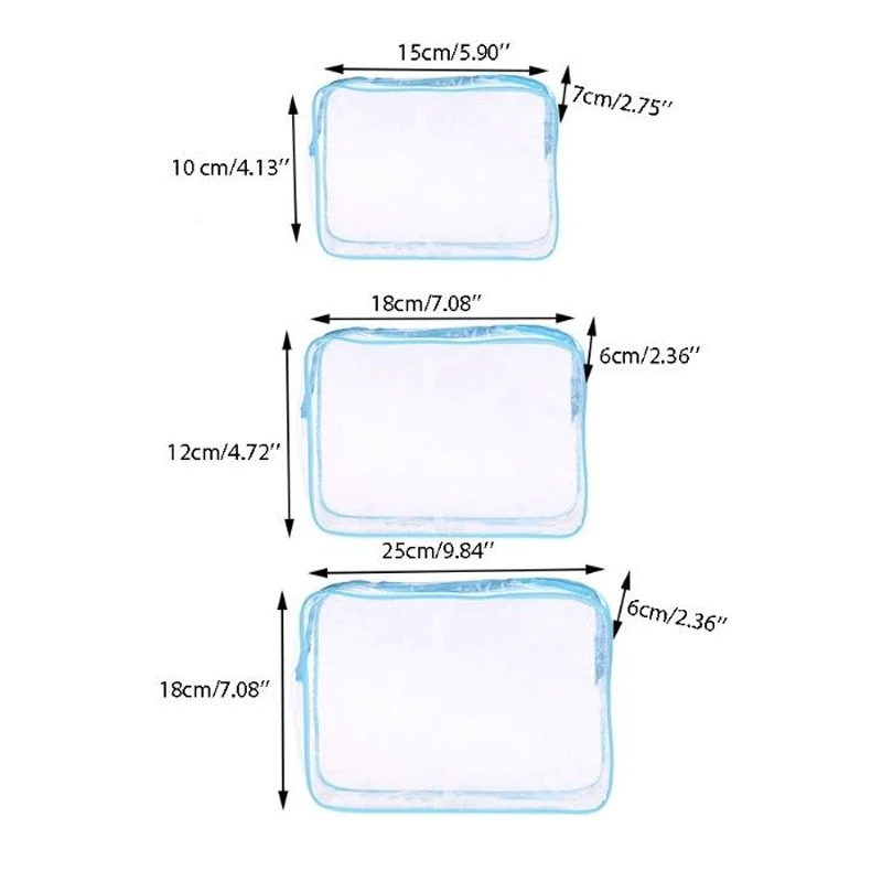 بيع عالية الجودة السفر حالة واضحة التعبئة التجميل أكياس تخزين أكياس تخزين ماء سحاب