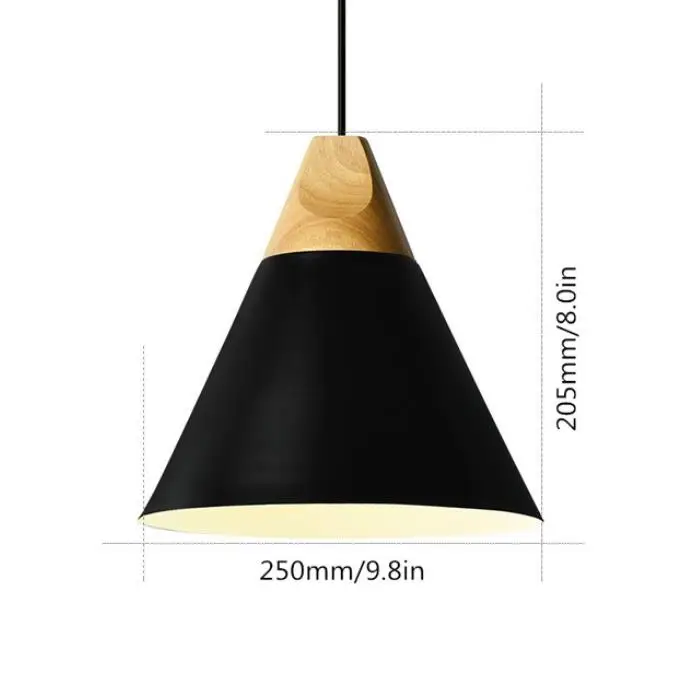Black-250mm Подвесные светильники современная деревянная свисающая лампа скандинавского света для кафе ресторана спальни Подвесная лампа для кухни красочная Подвесная лампа - Цвет корпуса: Black-250mm