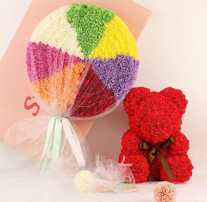 JAROWN Rose Flower Bear Mould DIY Handmade Foam Hug Bear Valentine's Birthday Gift Puppy Heart Shaped Home Wedding Decoration (22)