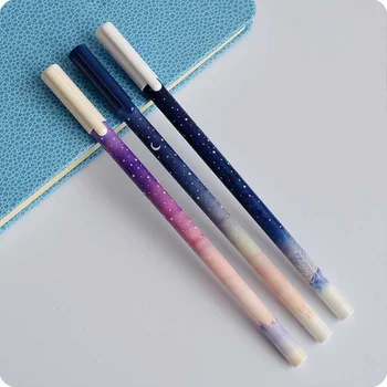 

6 pcs Starry star gel pen 0.35mm extra fine ballpoint Black color Office signature pens caneta Stationery School supplies F161