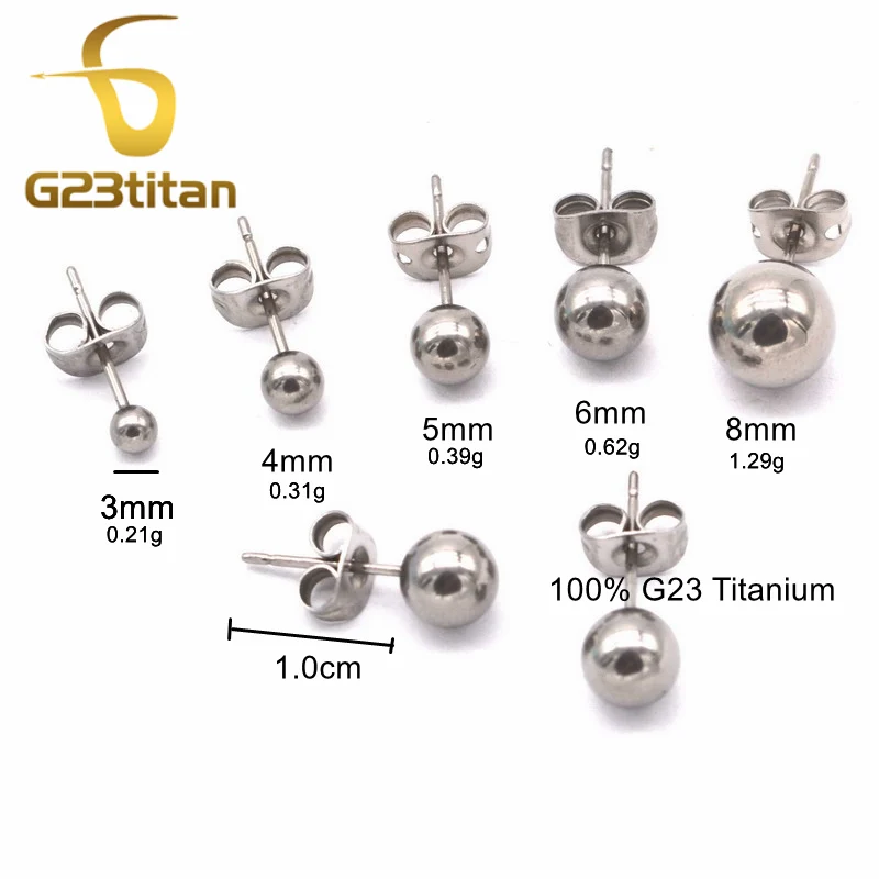 3-8mm Simple Ball Earrings Titanium Stud Earring Multi Ear Piercing Jewelry Gothic Men Women Girls Anti Allergic Body Accessory 6