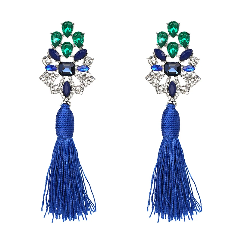 Ethnic New Women's Drop Earring Jewelry Accessories Big Crystal Tassel Earrings Fringed Earrings pendientes