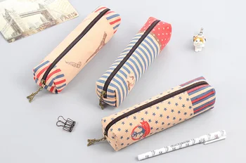 

Vintage England style canvas Pencil Cases Simple pencil bag Storage Organizer Bag for kids gift School Supply Escolar