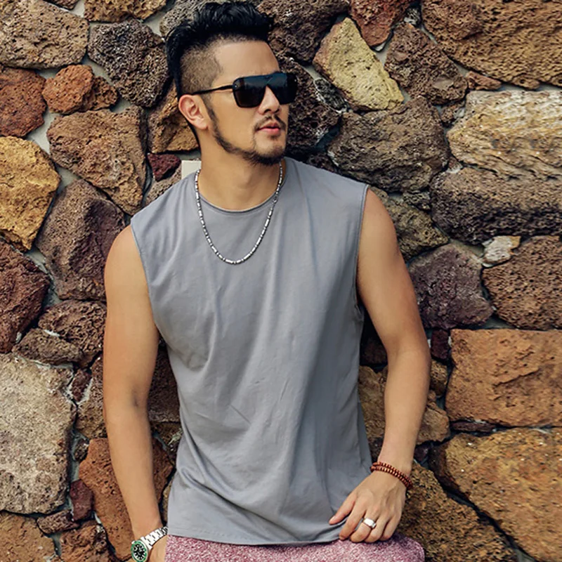 

Summer Fitness Men Tank Top sleeveless vest men cotton tank top men Singlet Mens Bodybuilding casual Brand Clothing T4202