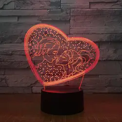 Я тебя люблю Сладкий Любовник Сердце 3D светодиодный USB лампа Романтический декоративные цветные ночник подруге подарок на день матери